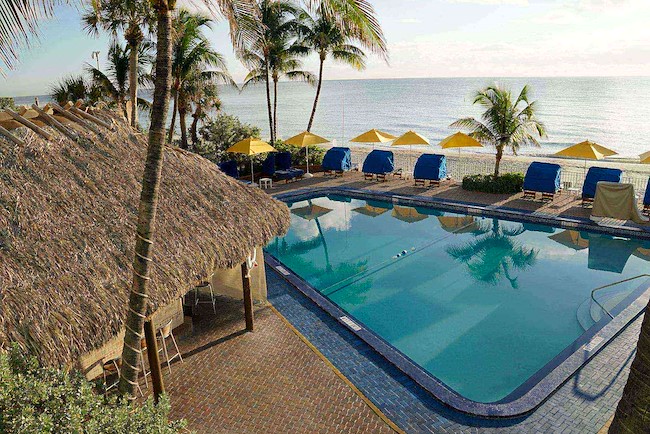 Pool and tiki bar at Ocean Sky Resort